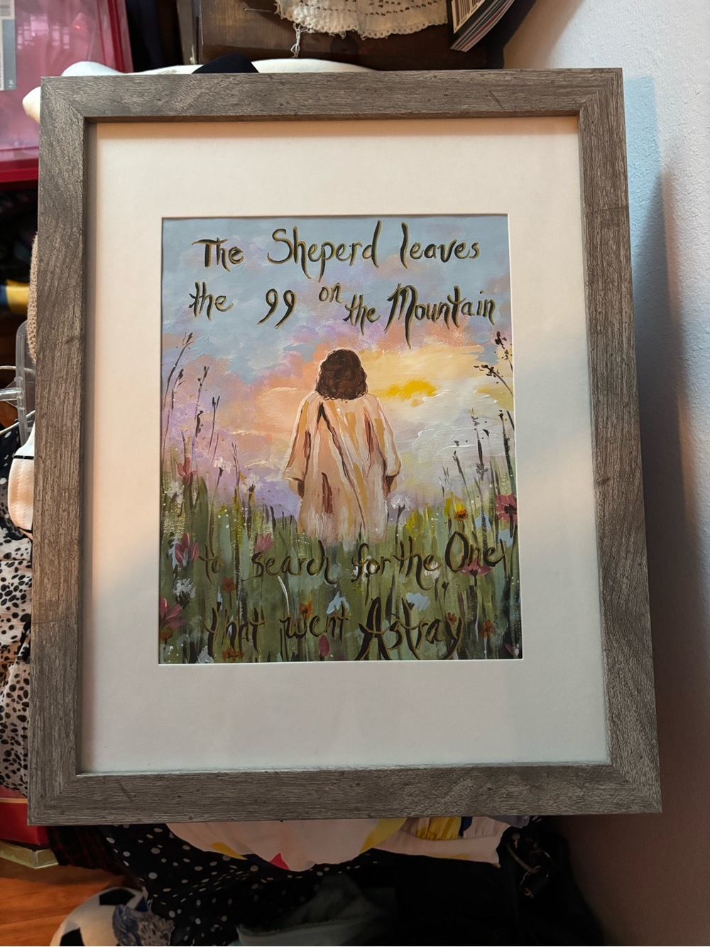 Framed Inspirational Shepherd Art Print - Pastel Multi-Color